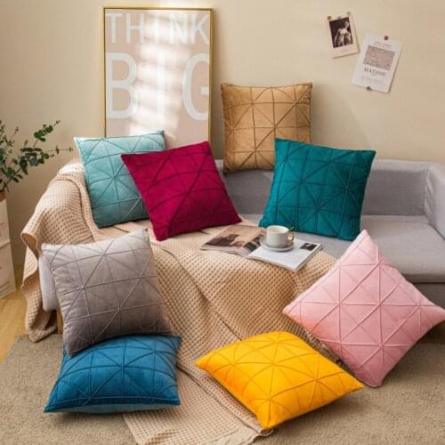 Blue Green Pink Yellow Throw Pillow Holland Velvet Pillow Case Velvet Decoration Square Cushion Solid Color Lumbar Pillows