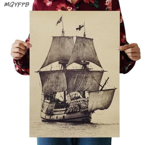 Ancient Sailboat Retro Paper Poster Interior Decoration Paint 50.5x35cm