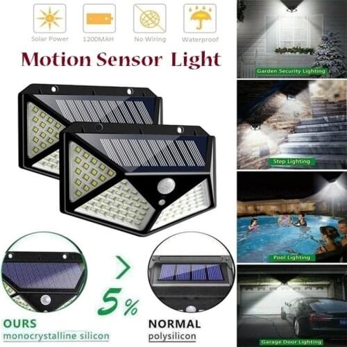 1PC 38/100/114 LED Outdoor Solar Powered Wall Lamp IP65 Waterproof Rainproof Motion Sensor Waterproof Security Light