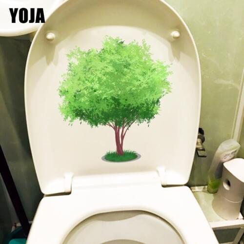 YOJA 20.6X22.3CM Big Green Tree WC Decor Toilet Decal Home Room Decoration Wall Stickers T1-1480