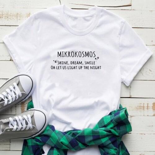 Women Fashion Kpop Mikrokosmos T-Shirt Casual Summer Short Sleeve Letter Printed Korean Fashion Map of The Soul T Shirt
