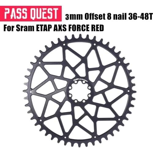 PASS QUEST GXP Road Bike Wide Sprocket and Narrow Sprocket, 2mm, Offset, 8 Spikes, 38-48T, for Cradle, ETAP, AXS, Mandatory, Red