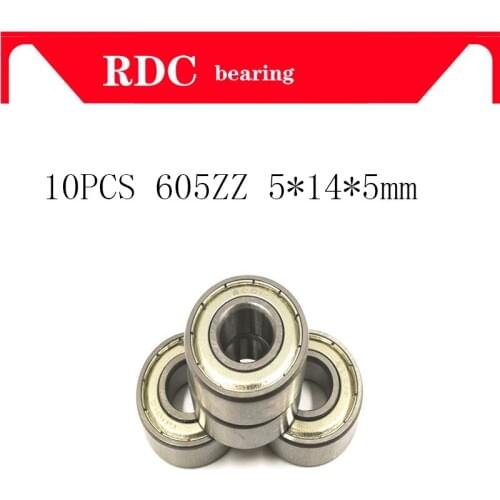 10pcs/Lot ABEC-5 605ZZ 605Z 605-2Z 605 ZZ 5x14x5mm High quality Deep Groove ball bearing 5*14*5mm Mini Miniature Ball Bearing