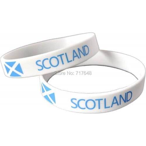 100pcs Scotland White wristband silicone bracelets free shipping by epacket A