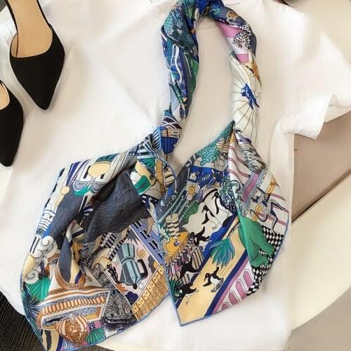 2021 New Luxury 100% Twill Silk Scarf Womens Fashion Animal Castle 35 Inches * 35 Inches