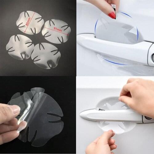 4pcs Car stickers Car Door Handle Scratches Protec For Audi Q3 Q5 Q5L Q7 Q8 A1 A3 S3 A4 A4L A6 A7 S6 S7 A8 S4 RS4 A5 S5 allroad