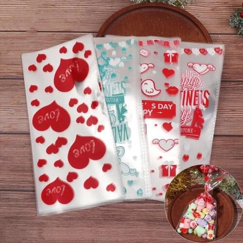 50pcs Candy Cookie Bags Popcorn Pocket Cartoon Love Baking Packaging Gift Valentines Day Easter Rabbit Wedding Favors Pouch