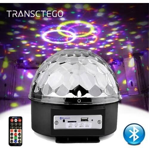 9 Color LED Disco Ball Light Mp3 Player Bluetooth Speaker Laser Show Party Light 18W DJ Christmas Stage Lamp Lumiere Soundlights