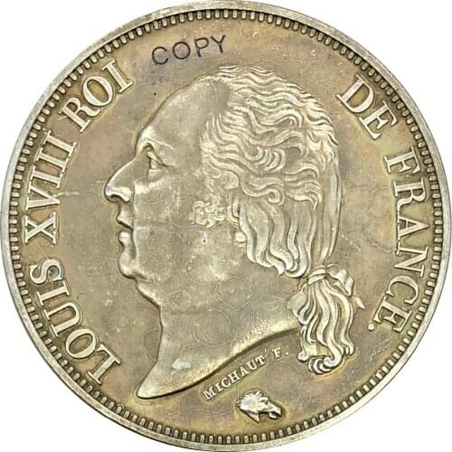 Aliexpress France Aliexpress France France 1817 L 5 Francs Louis XVIII ROI DE Letter Edge Brass Plated Silver Copy Coins