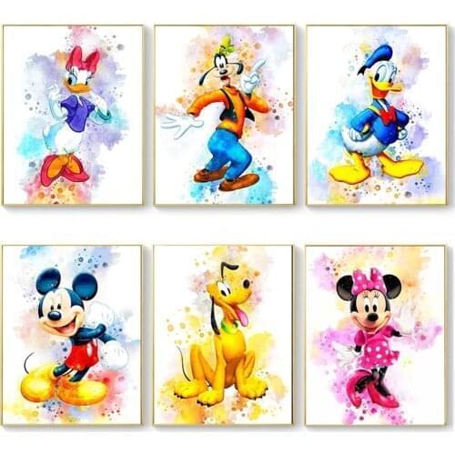 DIY 5D Diamond Painting Disney Mickey and Donald Duck Commando Pictures Pictures For Home Art Wall Art Watercolor Cartoon Poster