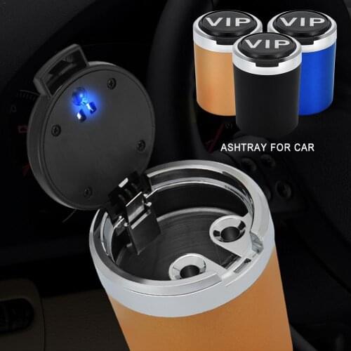Car Ashtray With LEDLight Ashtray Gas Bottle Smoke Cup Holder Storage Cup Cigarette Cigar Ashtray Container Interior Accessories