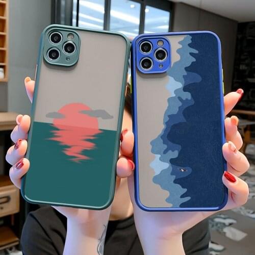 Sea Wave Sunrise Surfing Phone Case for iphone 11 12 Pro Max X XS MAX XR 6s 7 8 Plus SE2020 Sunset Hard Back Shockproof Cover