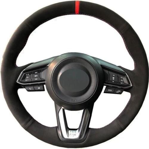 Car Steering Wheel Cover DIY Black Suede For Mazda 3 Axela 2017-2019 Mazda 6 Atenza 2017-2019 CX-3 CX-4 CX-5 CX-9 CX9 CX-8