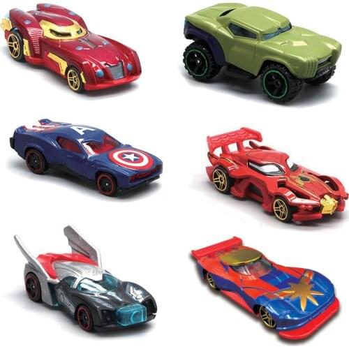 Alloy Marvel Children Toy Car Avengers Iron Man Thor Spiderman Action Figures Racing Model Kids Boys Gift