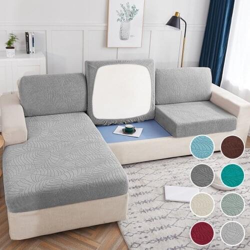 Sofa Seat Cushion Cover Waterproof Jacquard Couch Seat Protector Cover Corner L-shaped Slipcover for Living Room