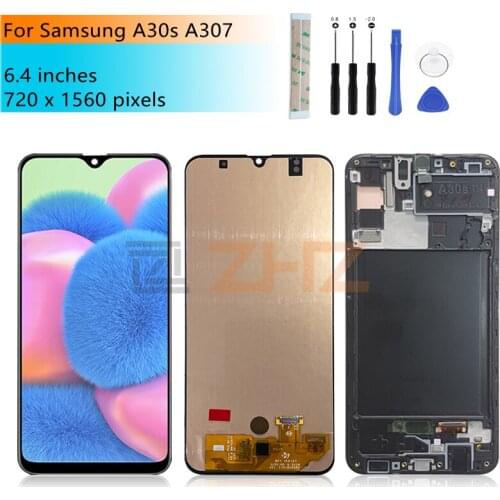 For Samsung A30s lcd A307 Touch Screen Digitizer Assembly +frame A307FN A307GN SM-A307F/DS screen repair parts