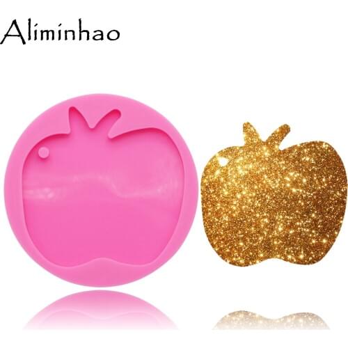 DY0081 Shiny apple silicone Keychains mold Key chain Pendant clay DIY Jewelry Making epoxy Resin mold