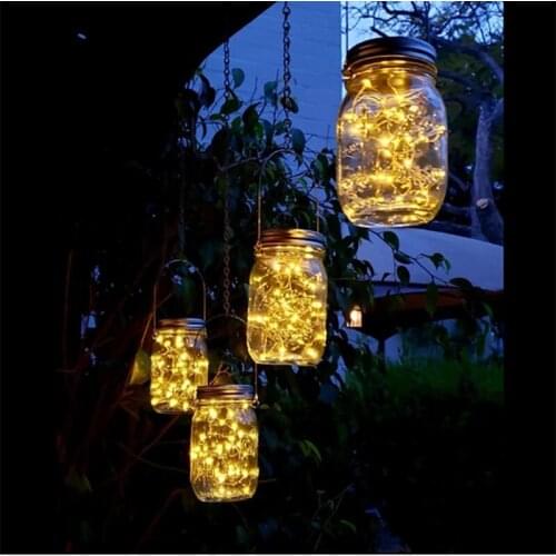 Solar Power Bottle Jar Lid Lights Waterproof Fairy Firefly Jar Lids String Lights for Outdoor Patio Garden Xmas Wedding Party