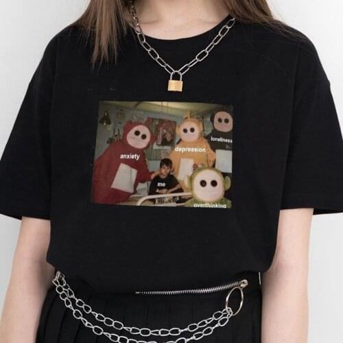 Teletubbies Around Me Anxiety Depression Lonliness Overthinking T-shirt Cotton Men T shirt New TEE TSHIRT Womens unisex Fashion