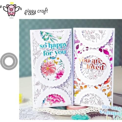 Piggy Craft metal cutting dies cut die mold Circle garland wavy frame Scrapbook paper craft knife mould blade punch stencils die