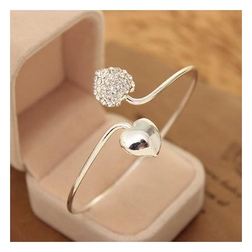 Fashion jewelry for womens bracelets with love rhinestones fashion open bracelets for charming women girlfriend gifts wholesale