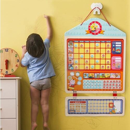 New Wooden Magnetic Reward Activity Responsibility Chart Calendar Kids Schedule Educational Toys for Children Calendar Time Toys