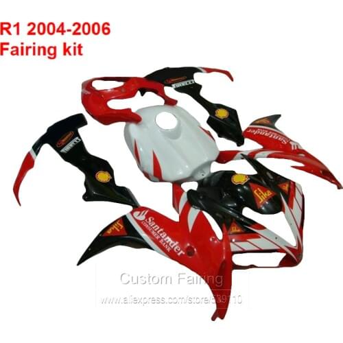 Yellow conch Injection Fairings For YAMAHA YZF R1 2004 2005 2006 year 04 05 06 ( Red white ) fairing kit SZ72