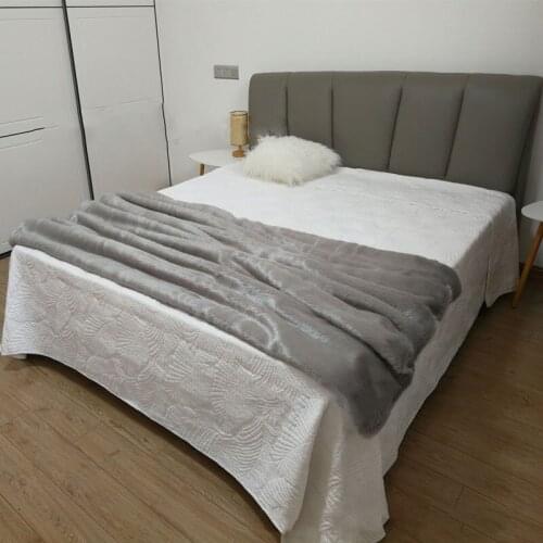 Faux Fur Blanket Brown Faux Rabbit Air Conditioning Sofa Cover Blanket