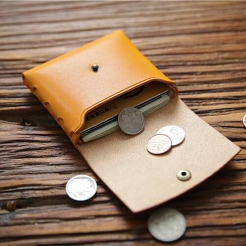 SIMLINE Genuine Leather Coin Purse For Men Women Natural Cowhide Vintage Handmade Small Wallet Card Holder Coin Pocket Money Bag