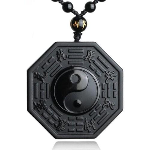 Drop Ship Black Obsidian Necklace Pendant Chinese BAGUA Mens Jewelry Womens Jewelry