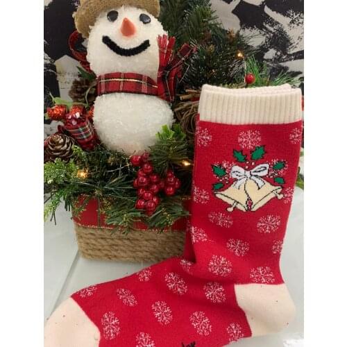 Christmas Theme Seamless Soft Soap Fragrant Red Bell Towel Socks