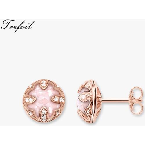 Red Lotus Flower Stud Earrings,Crystal Fashion Jewelry 925 Sterling Silver Romantic Earring Brinco Gift For Women Lover 2018 New