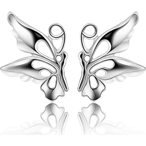 Girls' Cute Minimal Butterfly Stud Earrings Hollow Geometric Tiny Lovely Insect Female Earring Piercing Accessory Daily Jewelry