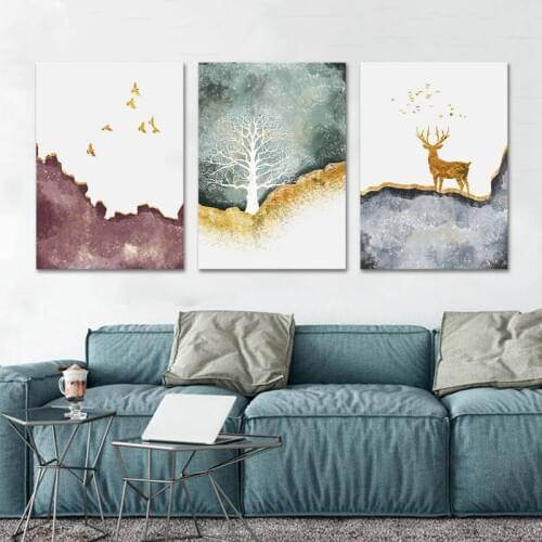 Modern Abstract Painting Beer Canvas Wall Art Tree Forest Home Decor Picture for Living Room Print Poster Home Decor