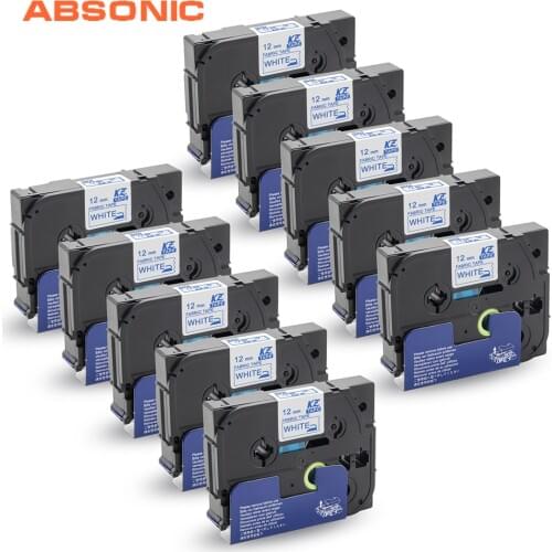 Absonic 10PCS TZe TZ FA3 Fabric Iron-on Labels Compatible Brother 12mm*3m Blue on White Tapes TZe-FA3 for P-touch Label Printer