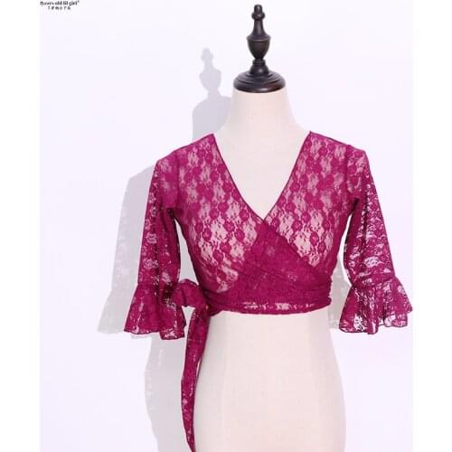 Belly Dance Training Suit Best-Selling Long Sleeve Korean Lace 5 Minute Small Trumpet Blouse DI62