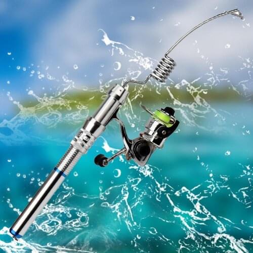 Ultra-small mini ice fishing rod fishing rod stainless steel river and lake ice fishing rod pole rotating wheel reel kit