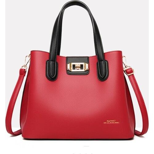 3 Pockets Large Capacity Casual Totes Bag Soft Leather Shoulder Bags for Women 2021 Fashion Female Contrast Color Crossbody Bag