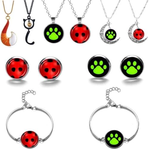 Cute Beetle Black Cat Claw Fox Pendant Necklace Cosplay Anime Bracelet Fashion Jewelry Party Choking Enamel Necklace Women