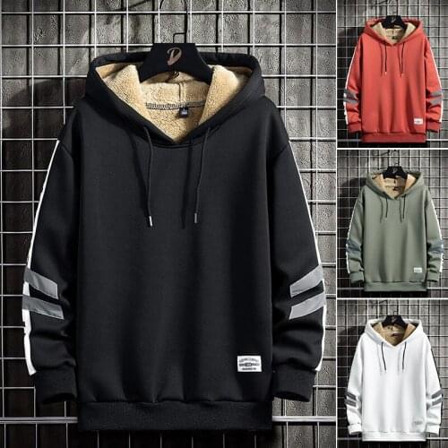 Winter Hoodie Men Wool Liner 2021 Brand New Thick Warm Hooded Sweatshirt Men Streetwear Hoodies Harajuku Fashion Tops