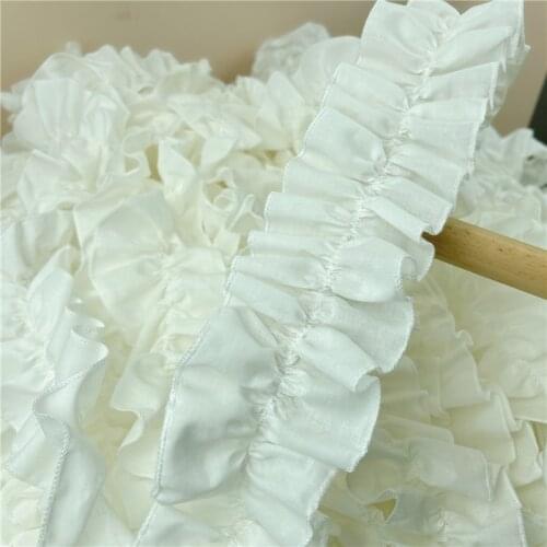 2meters/lot Seller Recommend Natural White(not Pure White) Cotton Lace Trimming Pleated Retro Bedding Room Decoration Lace X410