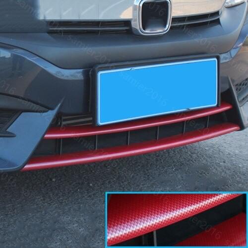 2PCS CARBON FIBER RED FIT FOR HONDA CIVIC 16-17 FRONT BUMPER LIP GRILL COVE TRIM