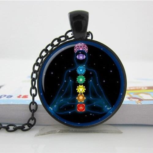 2020 glass dome necklace vintage Namaste Necklace Yoga Jewelry Flower glass cabochon dome pendant HZ1