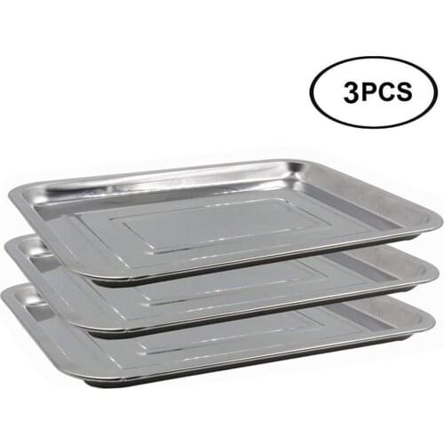 3pcs Tattoo Stainless Steel Trays Dental Tray Body Piercing Instrument Tray Flat Tool for Tattoo Supplies, Tattoo Kits
