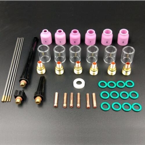 44Pcs/set TIG Welding Torch Nozzle Cup WL20 Tungsten Gas Lens #10 Kit For WP9/20/25