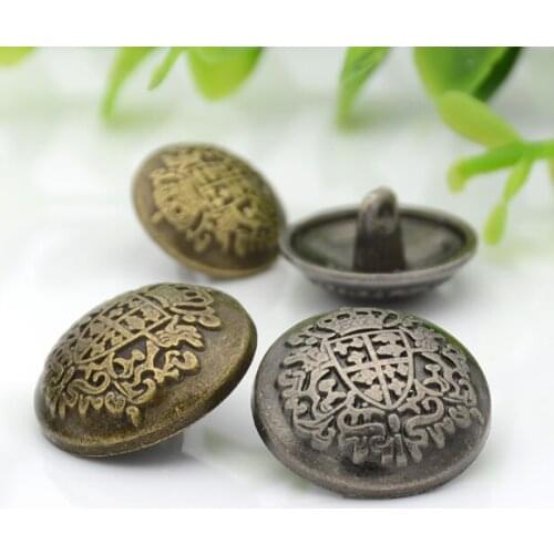 5pcs/lot Round metal button bronze pattern double lion crown buckle high-grade coat sweater button windbreaker suit button