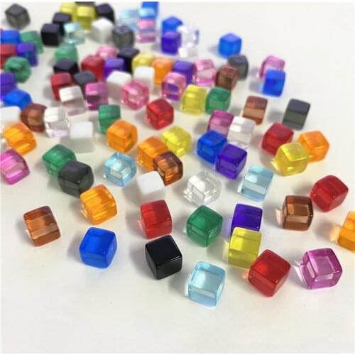 500Pcs/set Transparent Grey Square Corner Colorful Crystal Dice Chess Piece Right Angle Sieve Cube For Puzzle Game 8mm 10 colors