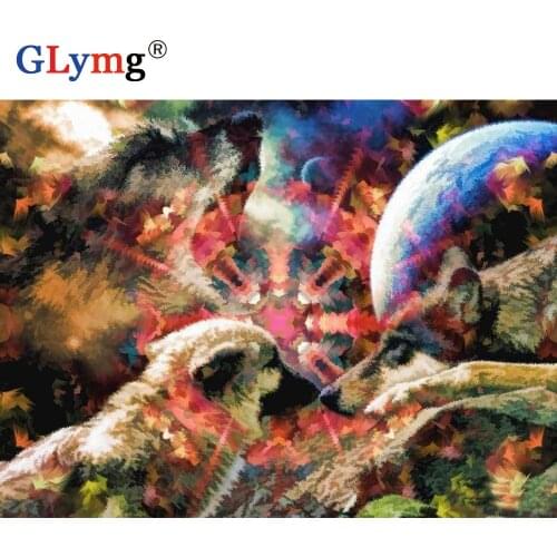 5d Diy Diamond Embroidery Three Wolf Abstract Diamond Painting Cross Stitch Full Drill Animal Picture European Home Decor