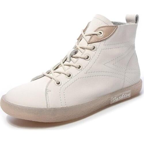 New Casual Women White Shoes Winter Genuine Leather Womens Boots Fashion Trend Comfortable Soft Wild Warm Short Tube Boots q67