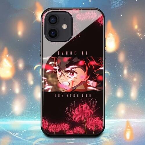 Demon Slayer Kamado Tanjirou Phone Case For Iphone 12Mini 12Pro 6 6s 7 8 Plus 11 11Pro X XR XS Max Tempered glass shell Cover